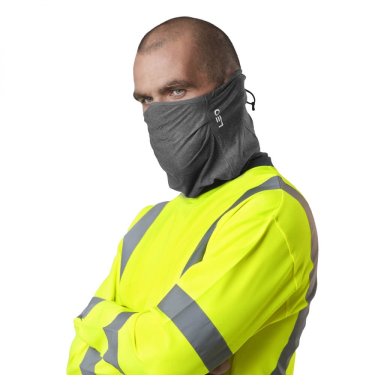 Leo Workwear SN01 Snood HeiQ Viroblock® Ecoviz Recycled 3-Layer Snood Face Mask Grey